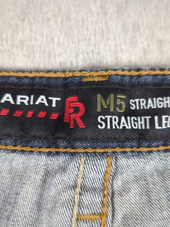 Ariat FR Jeans Mens 34x34 Blue M5 Straight Flame Resistant CAT 2 Workwear - Picture 2 of 11